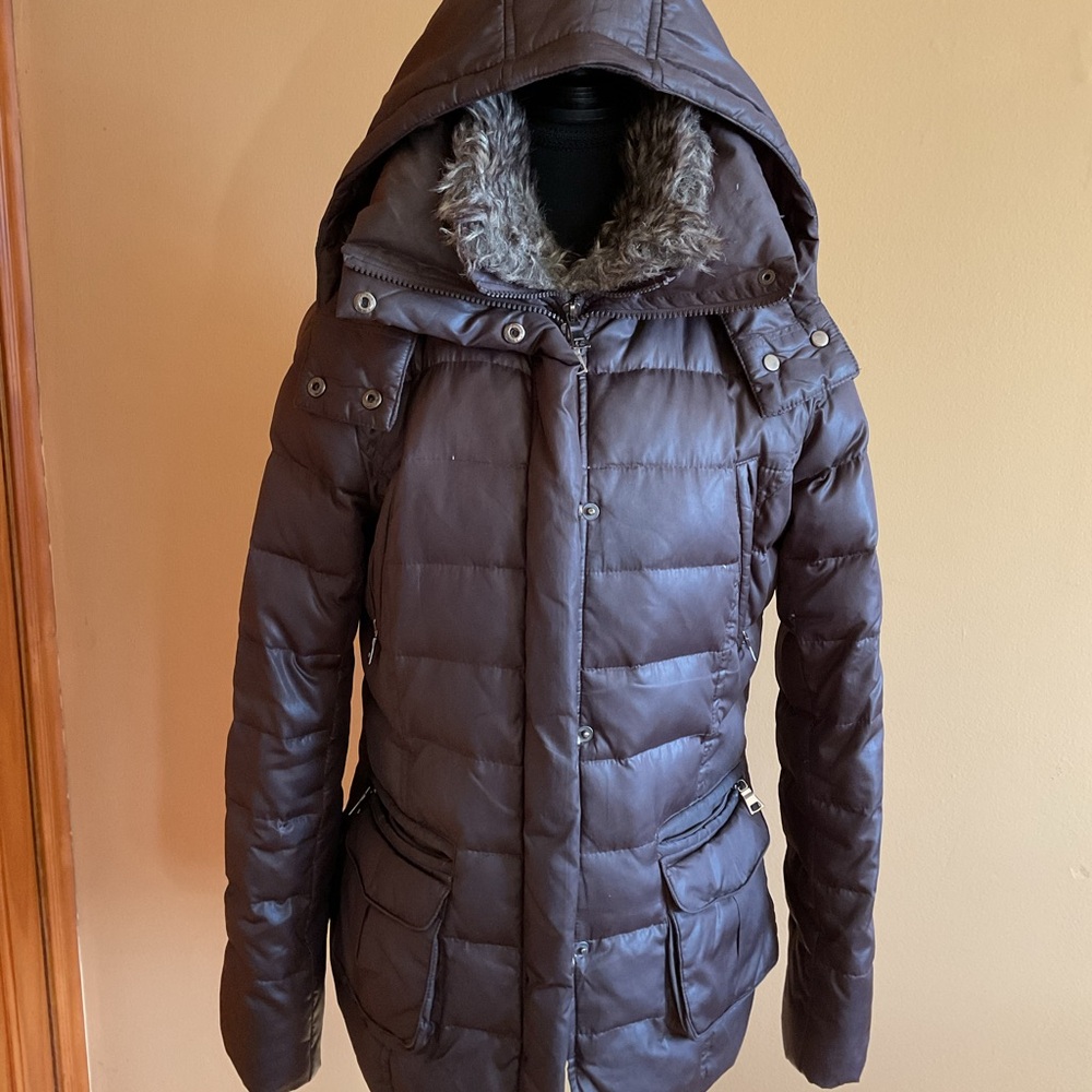 ellebee206 Dark Brown Hooded Puffer Jacket Size M